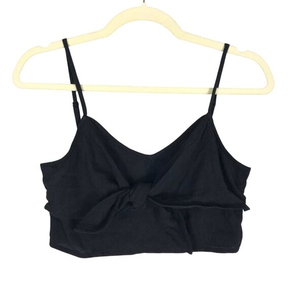 Aerie Black Adjustable Strap Tie-Front Crop Top Small NWT MSRP $40 - Picture 1 of 6